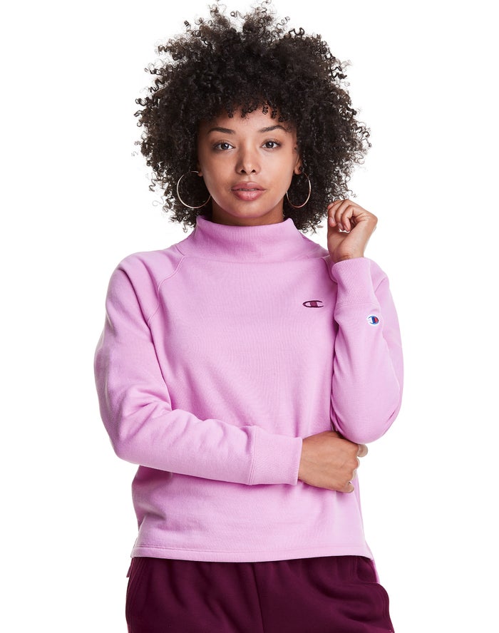 Sudadera Champion Mujer - Powerblend Fleece Mock Neck Embroidered Logo ( Rosas ) 6357421-NY